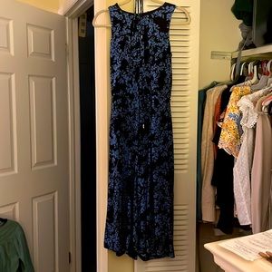 London Times Petite Navy with blue flowers jumpsuit